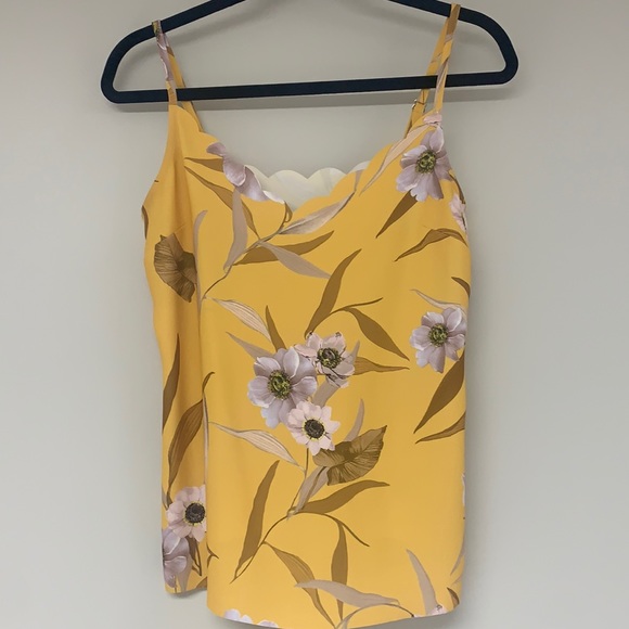 Ted Baker Yellow Floral Tank w/Scalloped Neckline. Excellent condition. Size 1. - Picture 1 of 5